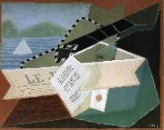 Juan Gris Guitar in front of the sea oil